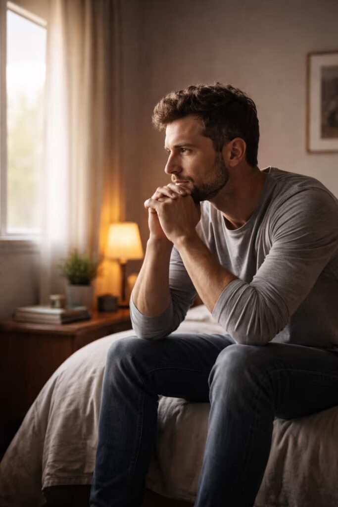 Existential crisis meaning illustrated through deep self-reflection