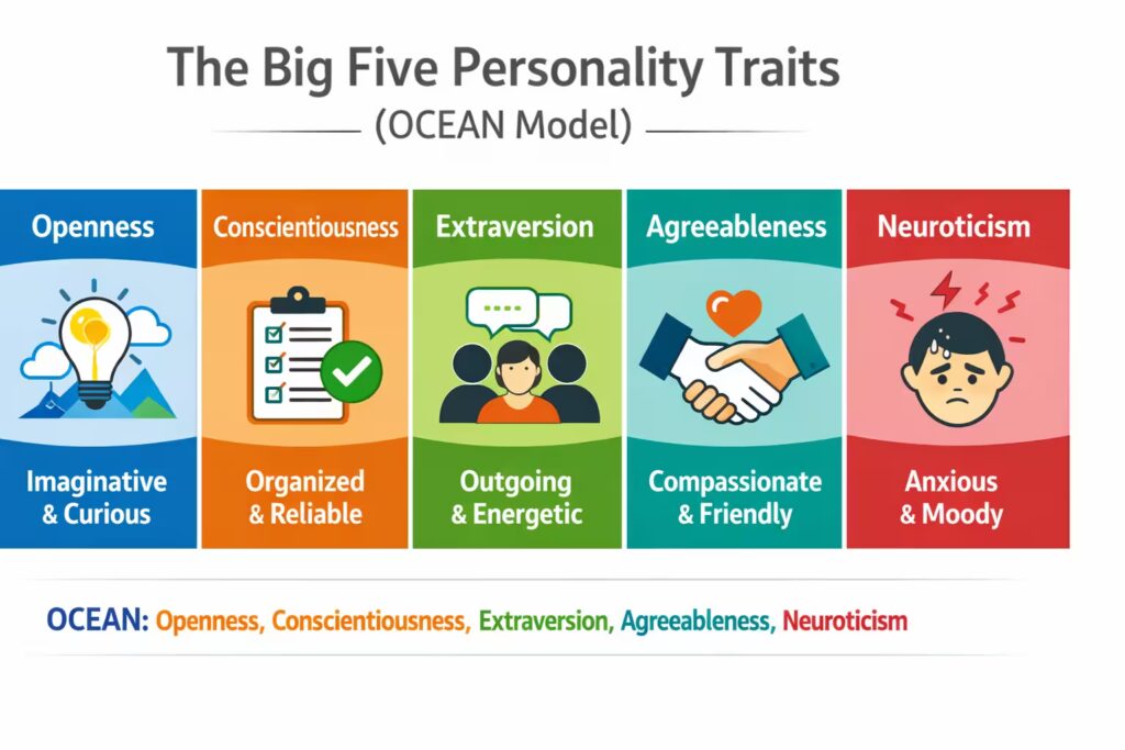 Big Five Personality Traits (OCEAN Model) infographic