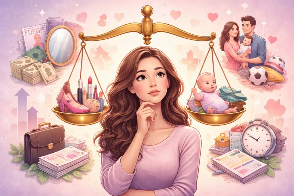 Illustration depicting societal pressures and how they influence women’s mental health and psychology.