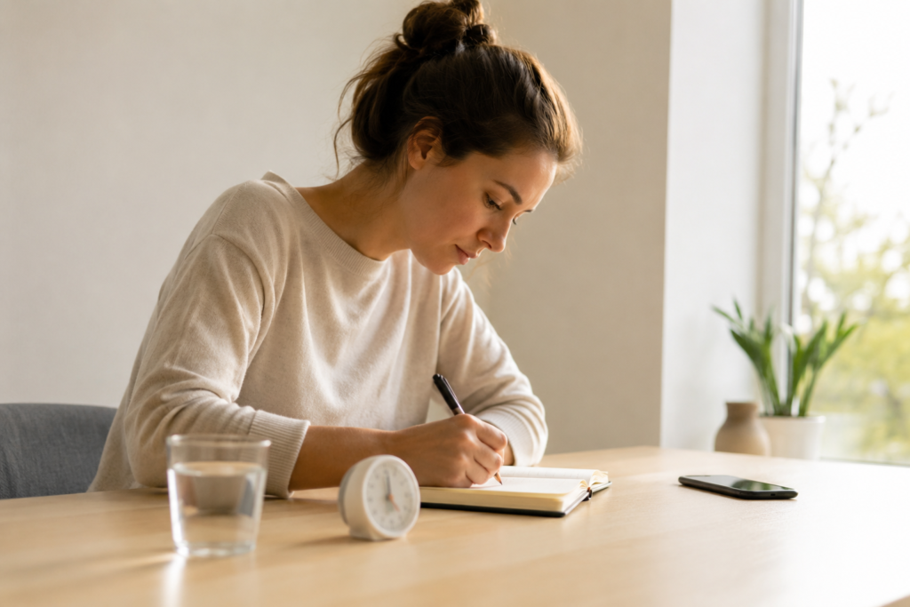 Person taking a small first step to stop feeling lazy