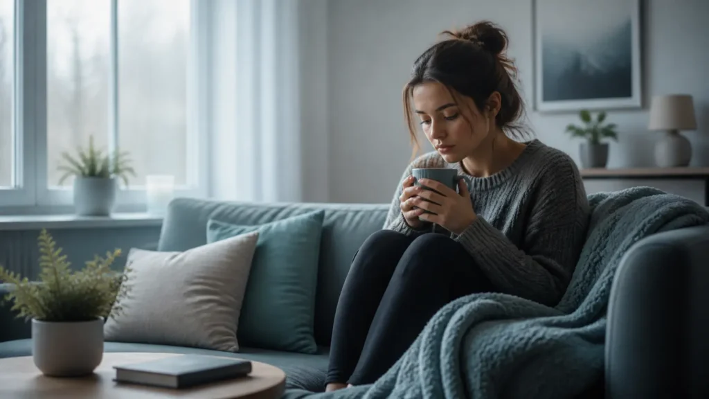 Person with bipolar disorder feeling cognitive fog during a depressive episode