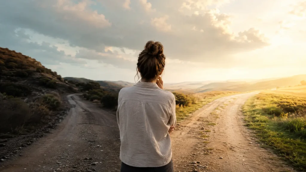 Person facing fear of success while choosing growth over self-sabotage