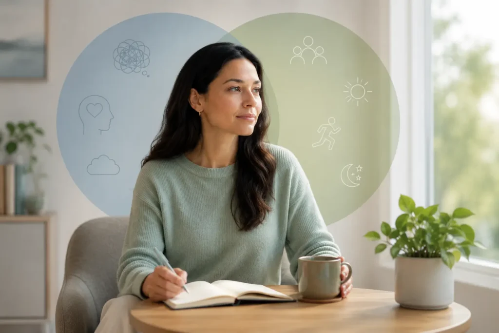 Mental health and behavioral health overlap through thoughts feelings and actions
